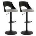Lot de 2 tabourets de bar pivotants – Noir/Naturel, assise en tissu, hauteur réglable