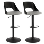 Lot de 2 tabourets de bar pivotants – Noir/Naturel, assise en tissu, hauteur réglable