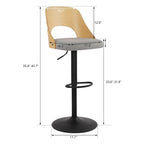 Lot de 2 tabourets de bar pivotants – Noir/Naturel, assise en tissu, hauteur réglable