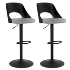 Lot de 2 tabourets de bar pivotants – Noir/Naturel, assise en tissu, hauteur réglable