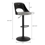 Lot de 2 tabourets de bar pivotants – Noir/Naturel, assise en tissu, hauteur réglable