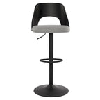Lot de 2 tabourets de bar pivotants – Noir/Naturel, assise en tissu, hauteur réglable
