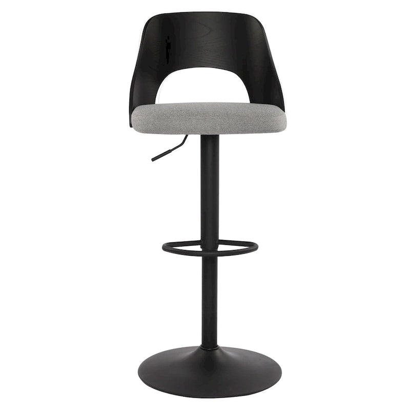 Lot de 2 tabourets de bar pivotants – Noir/Naturel, assise en tissu, hauteur réglable