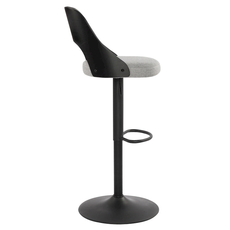 Lot de 2 tabourets de bar pivotants – Noir/Naturel, assise en tissu, hauteur réglable