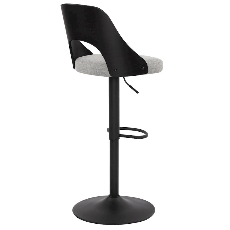 Lot de 2 tabourets de bar pivotants – Noir/Naturel, assise en tissu, hauteur réglable