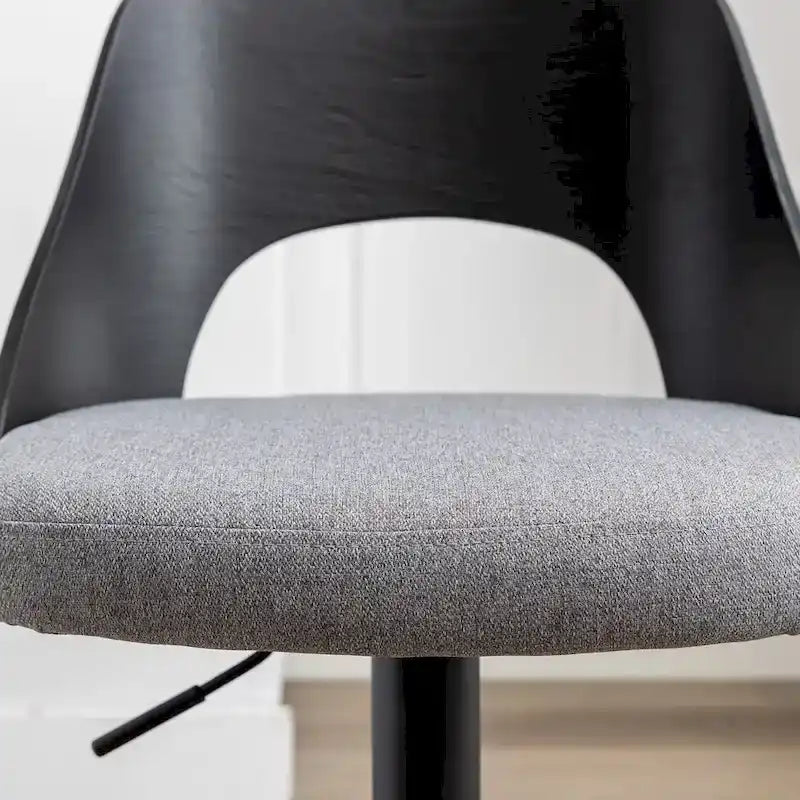 Lot de 2 tabourets de bar pivotants – Noir/Naturel, assise en tissu, hauteur réglable