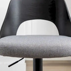 Lot de 2 tabourets de bar pivotants – Noir/Naturel, assise en tissu, hauteur réglable