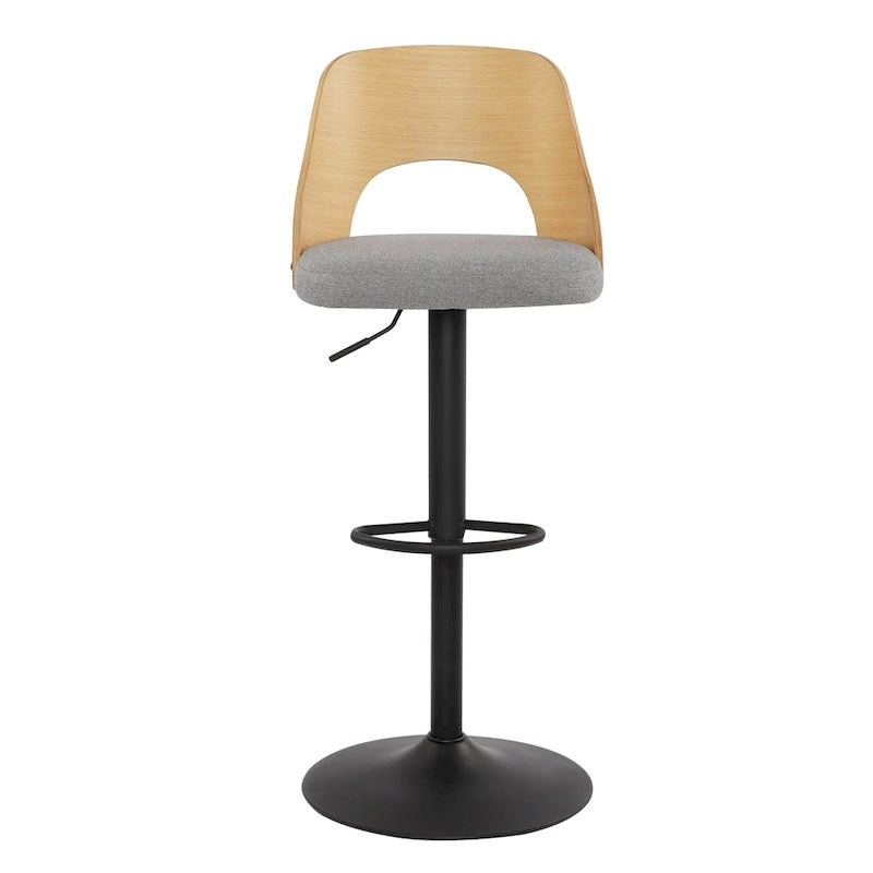 Lot de 2 tabourets de bar pivotants – Noir/Naturel, assise en tissu, hauteur réglable