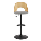 Lot de 2 tabourets de bar pivotants – Noir/Naturel, assise en tissu, hauteur réglable