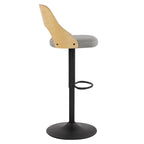 Lot de 2 tabourets de bar pivotants – Noir/Naturel, assise en tissu, hauteur réglable