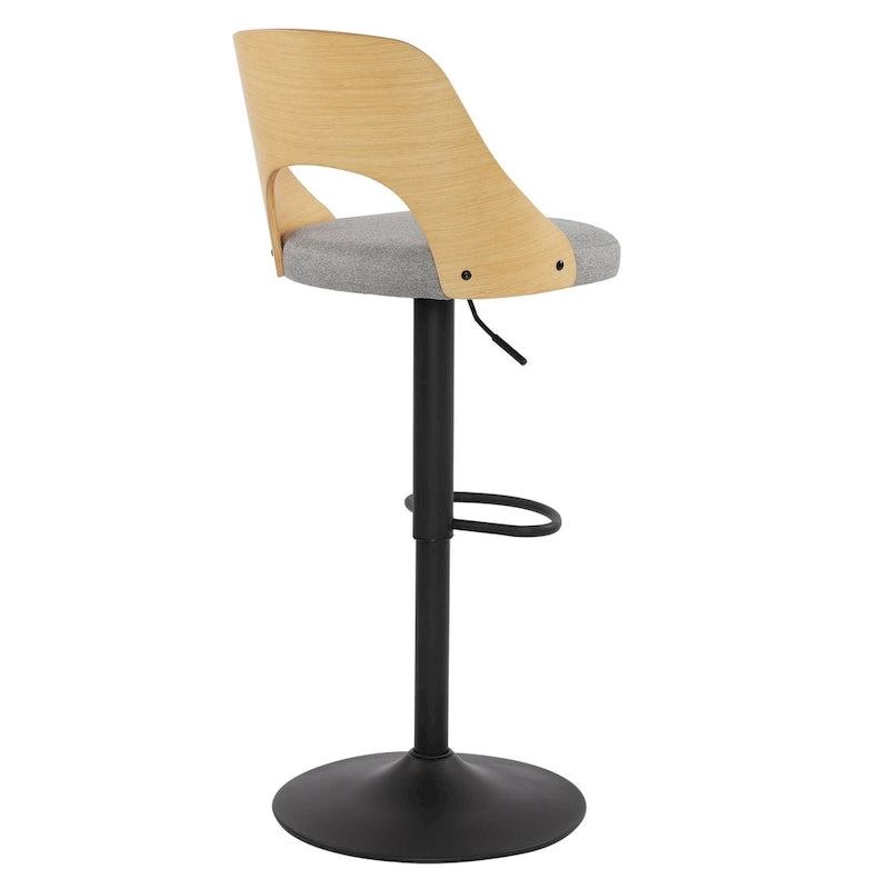 Lot de 2 tabourets de bar pivotants – Noir/Naturel, assise en tissu, hauteur réglable