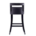 Tabouret de bar en velours clouté crème / gris / bleu marine – Siège unique, tissu et pieds en bouleau