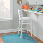 Tabouret de bar à dossier croisé blanc / blanc et marine, lot de 2