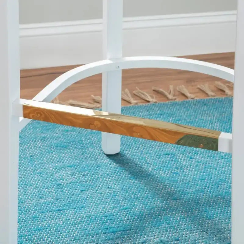 Tabouret de bar à dossier croisé blanc / blanc et marine, lot de 2