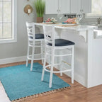 Tabouret de bar à dossier croisé blanc / blanc et marine, lot de 2