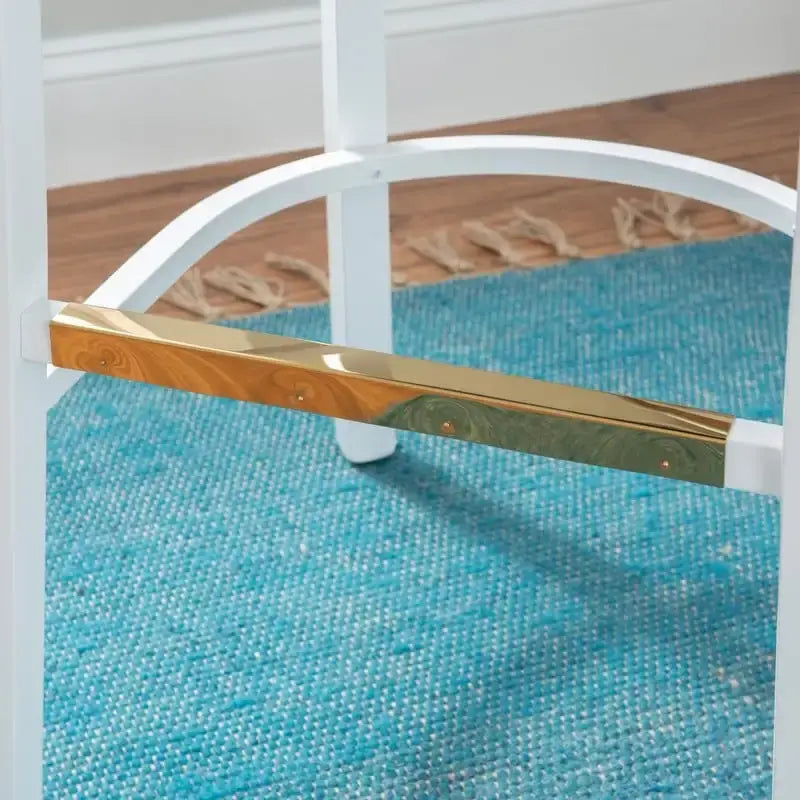 Tabouret de bar à dossier croisé blanc / blanc et marine, lot de 2