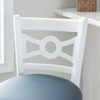 Tabouret de bar à dossier croisé blanc / blanc et marine, lot de 2