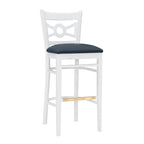 Tabouret de bar à dossier croisé blanc / blanc et marine, lot de 2