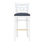 Tabouret de bar à dossier croisé blanc / blanc et marine, lot de 2