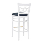 Tabouret de bar à dossier croisé blanc / blanc et marine, lot de 2