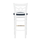 Tabouret de bar à dossier croisé blanc / blanc et marine, lot de 2