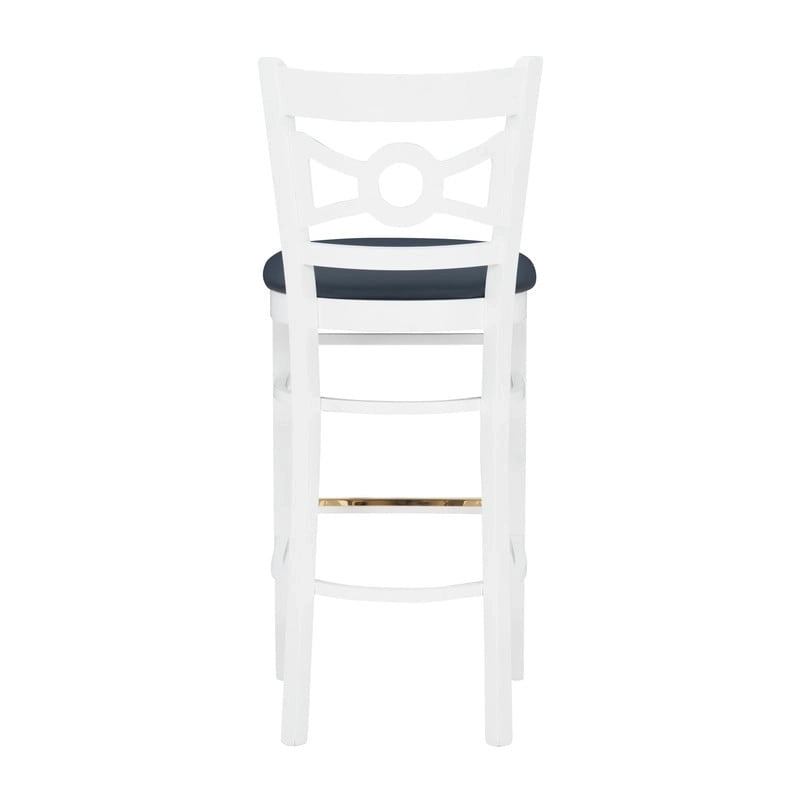 Tabouret de bar à dossier croisé blanc / blanc et marine, lot de 2