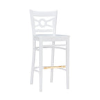 Tabouret de bar à dossier croisé blanc / blanc et marine, lot de 2