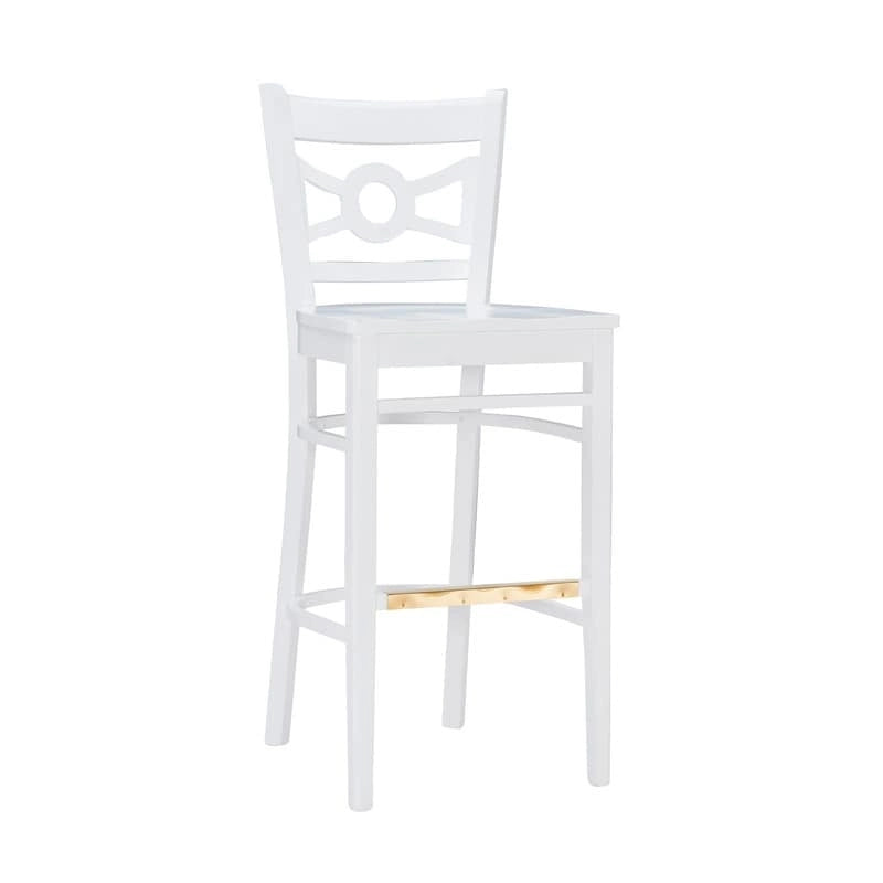 Tabouret de bar à dossier croisé blanc / blanc et marine, lot de 2