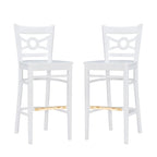 Tabouret de bar à dossier croisé blanc / blanc et marine, lot de 2
