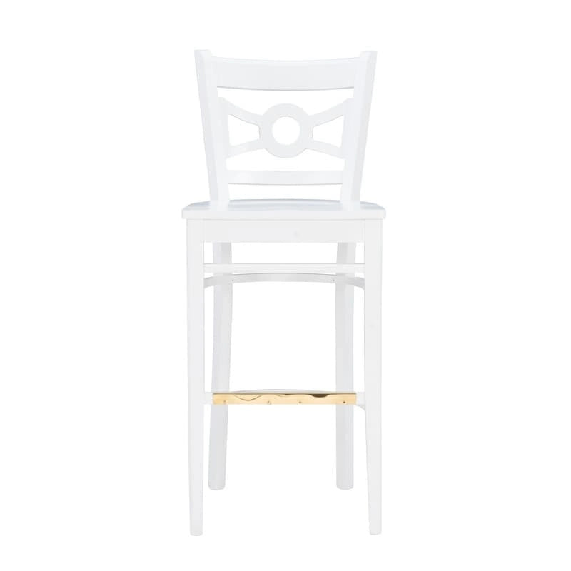 Tabouret de bar à dossier croisé blanc / blanc et marine, lot de 2