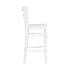 Tabouret de bar à dossier croisé blanc / blanc et marine, lot de 2