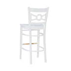 Tabouret de bar à dossier croisé blanc / blanc et marine, lot de 2