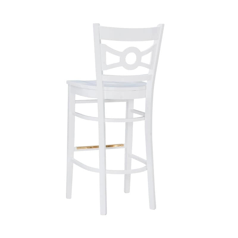 Tabouret de bar à dossier croisé blanc / blanc et marine, lot de 2
