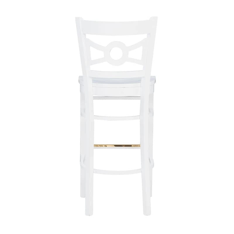Tabouret de bar à dossier croisé blanc / blanc et marine, lot de 2