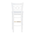 Tabouret de bar à dossier croisé blanc / blanc et marine, lot de 2