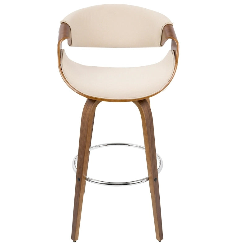 Tabouret de bar pivotant 76 cm avec pieds en bois courbé, crème/gris/anthracite/bleu, lot de 2