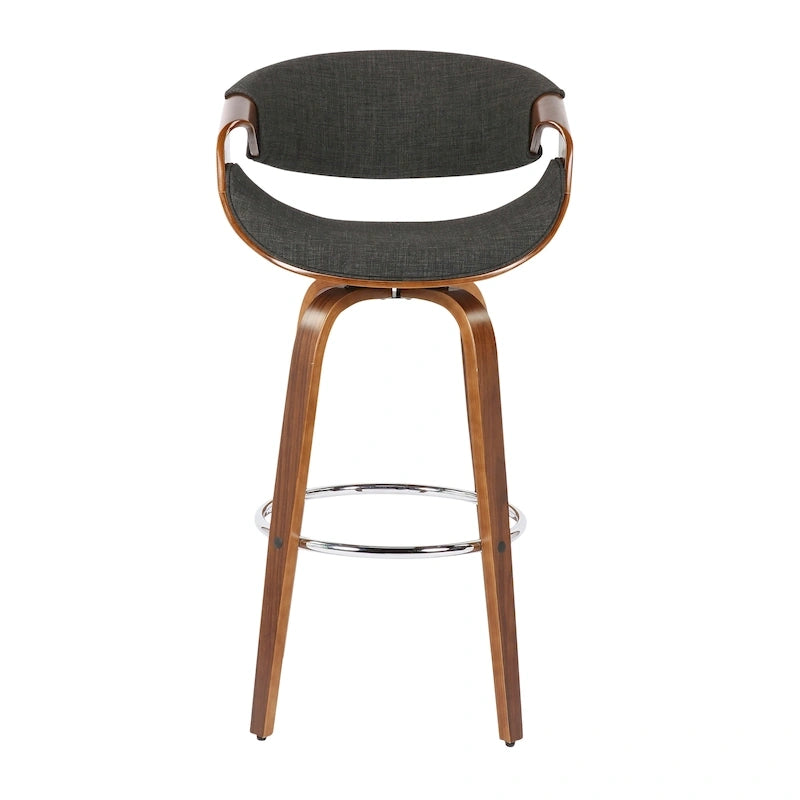 Tabouret de bar pivotant 76 cm avec pieds en bois courbé, crème/gris/anthracite/bleu, lot de 2