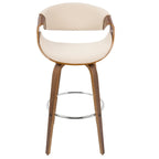 Tabouret de bar pivotant 76 cm avec pieds en bois courbé, crème/gris/anthracite/bleu, lot de 2