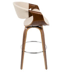 Tabouret de bar pivotant 76 cm avec pieds en bois courbé, crème/gris/anthracite/bleu, lot de 2