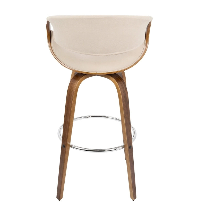 Tabouret de bar pivotant 76 cm avec pieds en bois courbé, crème/gris/anthracite/bleu, lot de 2