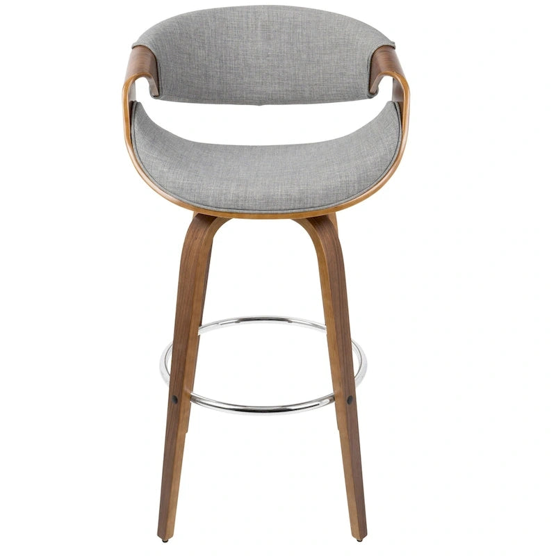 Tabouret de bar pivotant 76 cm avec pieds en bois courbé, crème/gris/anthracite/bleu, lot de 2