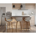 Tabouret de bar pivotant 76 cm avec pieds en bois courbé, crème/gris/anthracite/bleu, lot de 2