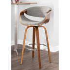 Tabouret de bar pivotant 76 cm avec pieds en bois courbé, crème/gris/anthracite/bleu, lot de 2