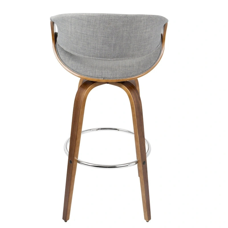 Tabouret de bar pivotant 76 cm avec pieds en bois courbé, crème/gris/anthracite/bleu, lot de 2