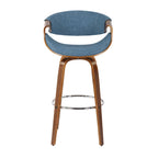 Tabouret de bar pivotant 76 cm avec pieds en bois courbé, crème/gris/anthracite/bleu, lot de 2