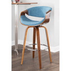 Tabouret de bar pivotant 76 cm avec pieds en bois courbé, crème/gris/anthracite/bleu, lot de 2