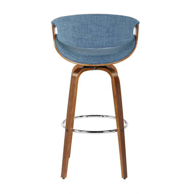 Tabouret de bar pivotant 76 cm avec pieds en bois courbé, crème/gris/anthracite/bleu, lot de 2