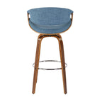 Tabouret de bar pivotant 76 cm avec pieds en bois courbé, crème/gris/anthracite/bleu, lot de 2