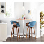 Tabouret de bar pivotant 76 cm avec pieds en bois courbé, crème/gris/anthracite/bleu, lot de 2
