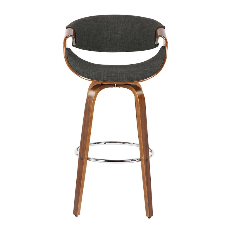 Tabouret de bar pivotant 76 cm avec pieds en bois courbé, crème/gris/anthracite/bleu, lot de 2